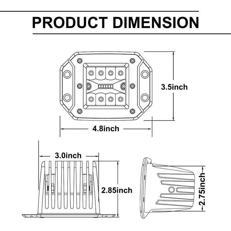 Flush Mount LED Pods, Auto Power Plus 2pcs 80W Flush