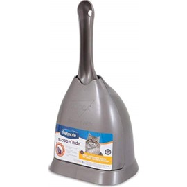 Petmate Scoop N' Hide Cat Litter Scoop with Discreet Litter Scoop Holder, Brushed Nickel