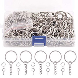 Swpeet 450 Piezas Kit de Anillos Planos Plateados para Llavero de 4/5 Pulgadas 20mm, Incluye 150 Piezas de Anillos de Llavero Divididos con Cadena y 150 Piezas de Anillos de Salto con 150 Piezas de