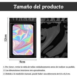 500 Bolsas Dealmacenamiento Láser Bolsa A Prueba Olores 12*9cm,Bolsa Holográfica Multiusos,Bolsas Herméticas Reutilizables,Bolsa Almacenamiento,Pouch,Bolsa Ziplock para Almacenamiento Alimentos