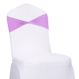 MDS Pack of 250 Spandex Chair Sashes Bows Elastic Stretch Dining Chair Bands Ties Without Slider Buckle Universal fits for Wedding Baby Shower Birthday Party Banquet Event Decoration - Light Purple