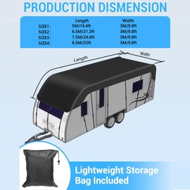 HFKJway Class C Rv Cover - 210D Oxford Cloth, Foldable Storage, Easy to Clean Pop Up Trailer & Camper Cover, 5m3m
