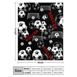 Super Soft Soccer Blanket Lightweight Cozy 3D Printed Flannel Baseball Basketball Throw Blankets for Sport Fans Kids Adults Gifts 50"X40"