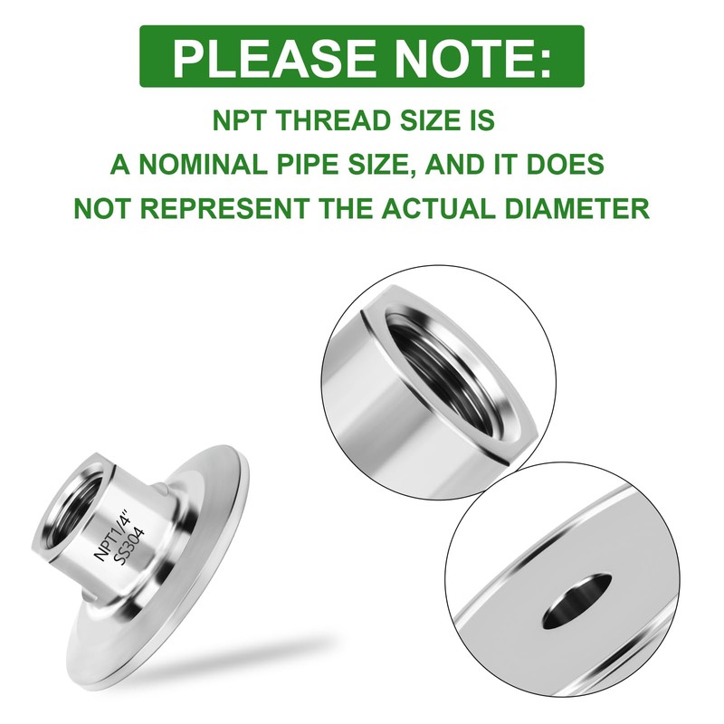 TAISHER 2PCS 1.5" Tri Clamp to 1/4" NPT Female Stainless