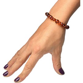 Baltic Amber Bracelet for Adult - Genuine Baltic Amber - Cognac Color - Elastic - Sizes from 18cm to 22cm (20cm)