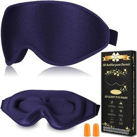Antifaz para Dormir de Sueño Contorno 3D de Jasinber - Diseño Ergonómico con 100% de Bloqueo de Luz, Lycra Transpirable y Espuma de Memoria, Correa Ajustable - Perfecta para Viajes, Oficina, Yoga y Meditación (Azul Marino)