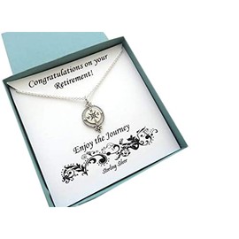 Retirement Gifts for Women | Sterling Silver Compass Necklace | Victorian Compass