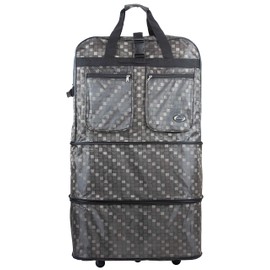 New York XPress 30" 36" 40" Rolling Wheeled Duffel Bag Spinner Luggage Expandable (BrownCheck, 30")