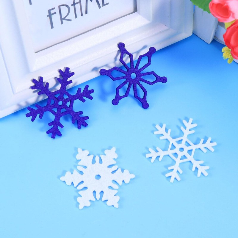 DEARMAMY 40 PCS Christmas Felt Snowflakes Cutouts Mini Snowflake Hanging