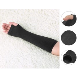 sourcingmap Women Elbow Length Arm Warmer Gloves Thumbhole Fingerless 1 Pairs Dark Grey