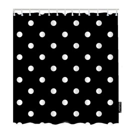 Moslion Polka Dot Shower Curtains Vintage Black White Spot Doodle Polka Dot Bathroom Shower Curtain Set Home Decorative Waterproof Polyester Fabric with Hooks 72x72 Inch