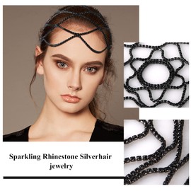 CROWN GUIDE 1920s Flapper Accessories for Women Roaring 20s Great Gatsby Headband Rhinestone Headpiece Wedding Hair Pieces for Brides Black