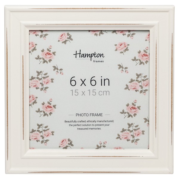 Hampton Frames PALOMA Distressed Square Picture Photo Frame White 6x6