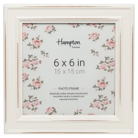 Hampton Frames PALOMA Distressed Square Picture Photo Frame White 6x6 (15x15cm) PAL301966W