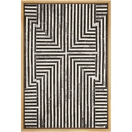 SIGNLEADER Framed Canvas Print Wall Art Blocks of Symmetrical Lines Abstract Patterns Illustrations Modern Art Minimalist Dramatic Black and White for Living Room, Bedroom, Office - 24"x36"