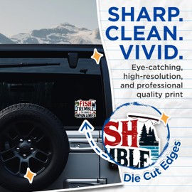 (2 Pack) Fish Tremble at The Sound of My Name Stickers - Fishing Enthusiast Decal - Outdoor Adventure Decor - 5" On Longest Side - Sticks to Any Smooth Flat Surface - Made in USA - BMCS2632