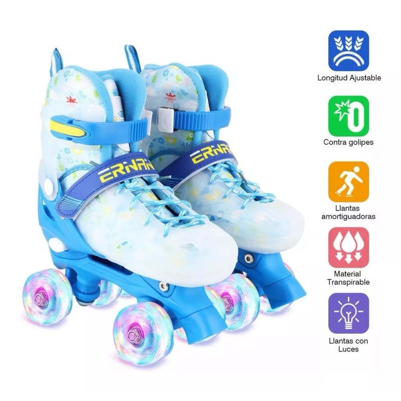 WEHOGAR Patines De 4 Ruedas Ajustables Para Niños Y Niñas,