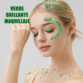 Gel de Purpurina para Cuerpo y Rostro, Holográfico Brillante De Larga Duración y Piedras Decorativas de Cristal Para Ojos, Labios, Cabello (6P Coloreado)