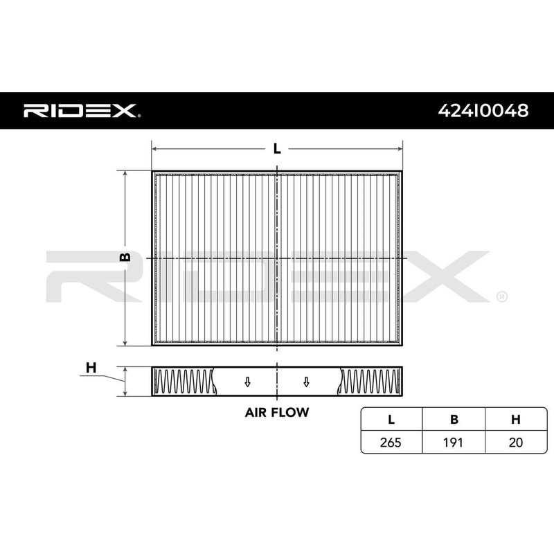 RIDEX 424I0048 Cabin Air Dust Filter, Pollen Filter, Micro Filter