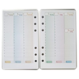 A6 Personal Refill Weekly Planner without Date 52 Weeks Paper 120 g 6 Holes 3.9 x 6.7 Inches 10 x 17 cm