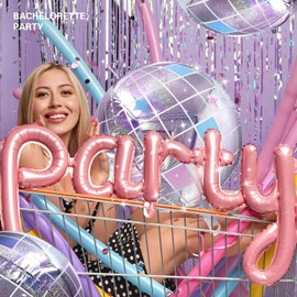 AOYOO 6 Pcs Iridescent Disco Ball Balloons, Huge Shiny Disco Aluminum Foil Balloons for Birthday, Bachelorette Party, Iridescent Party, 70s Theme Disco Party Decorations Supplies