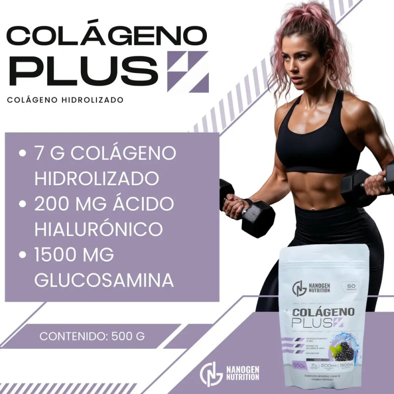Colágeno Hidrolizado Ácido Hialurónico Glucosamina 500g Nano
