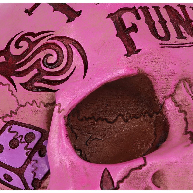 Nemesis Now Pink Traditional Tribal Tattoo Fund Skull Money Box,