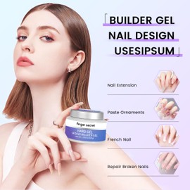 Finger Secret False Nail Gels 60g 2oz - Hard Gel for Nails Kit UV Builder Gel for Nails - Nail Hard Gel - Professional Nails Supplies - Clear Hard Gel for Nails Poly Nail Gel