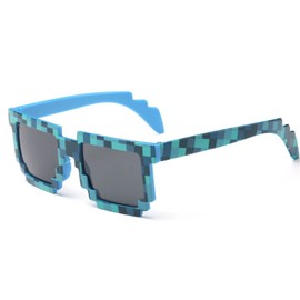 Trendy Sunglasses Small Sunglasses Mosaic Men Women Pixel Glasses Novelty Gift 709 (Lenses Color: Blue, Size: One size)