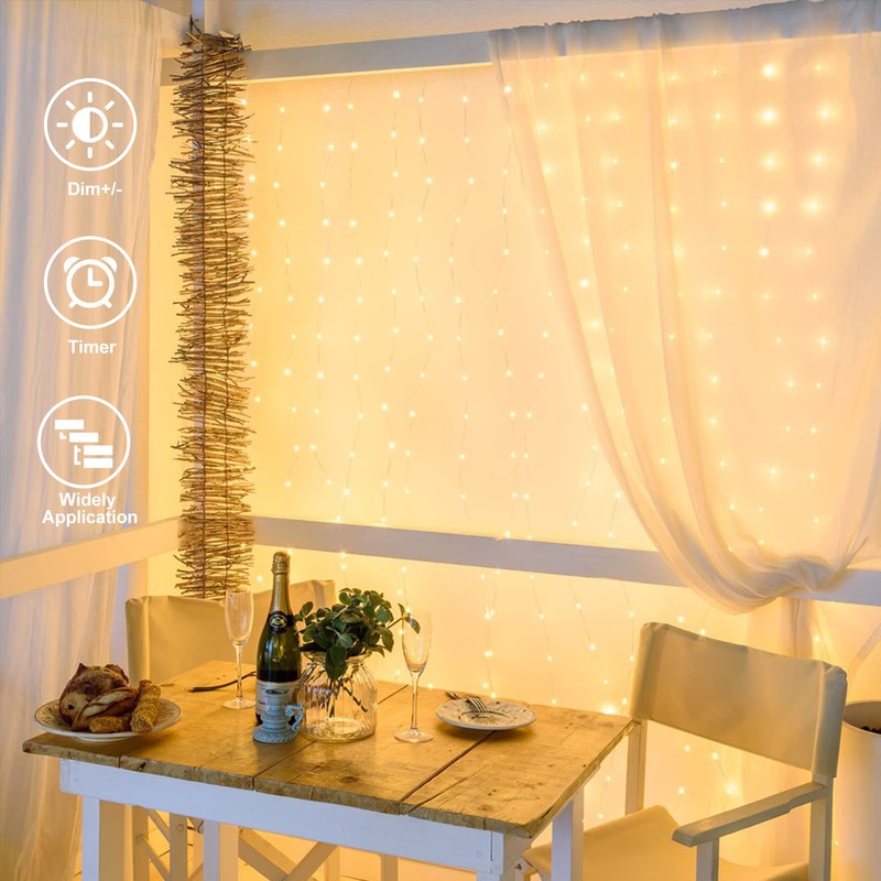 echosari 600 LED Curtain Lights Plug in, 20Ft x 10Ft