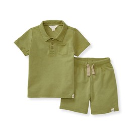 Burt's Bees Baby Baby Boys' Shirt and Pant Set, Top & Bottom Outfit Bundle, 100% Organic Cotton