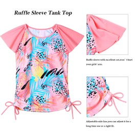 BAOHULU Girls Rash Guard 2 Pieces Bathing Suit UPF50+ Swimsuit with Swimming Skirt Swimwear 2-12Y S377_Peach_14A
