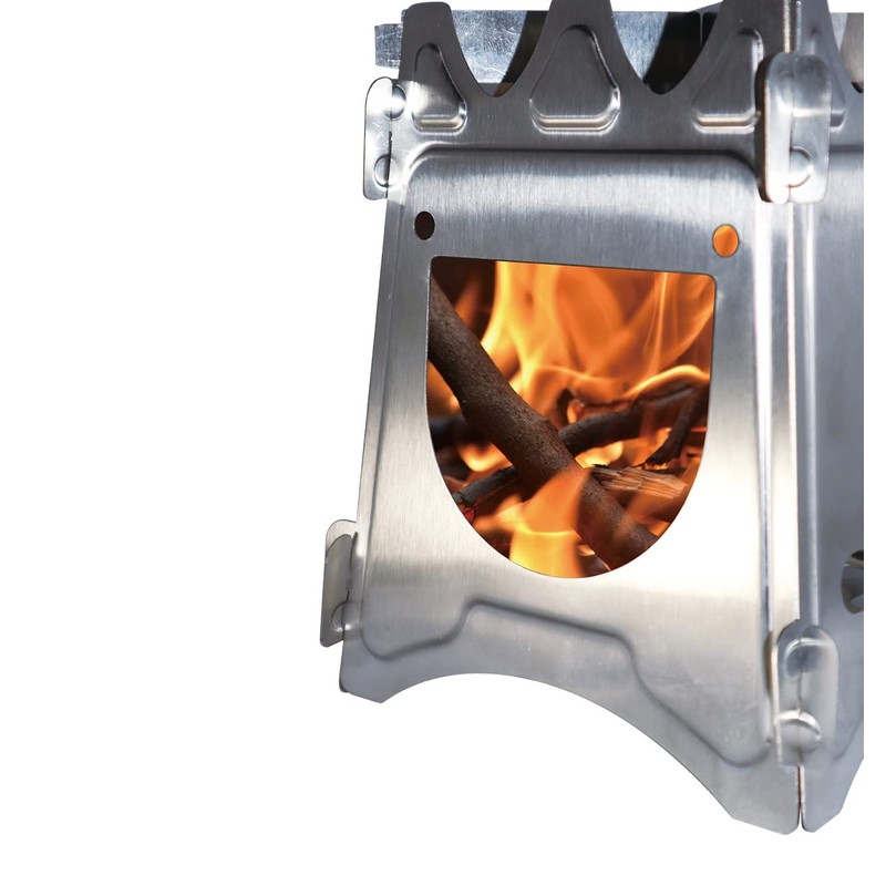 Sanwa Shoji Compact Wood Stove, Stainless Steel, Storage Pouch Included,