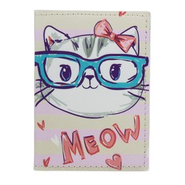 Cute Women Passport Cover Women Passport Horder PU Leather Travel Unicorn Passport Book Holder, Cat 52B, Cute