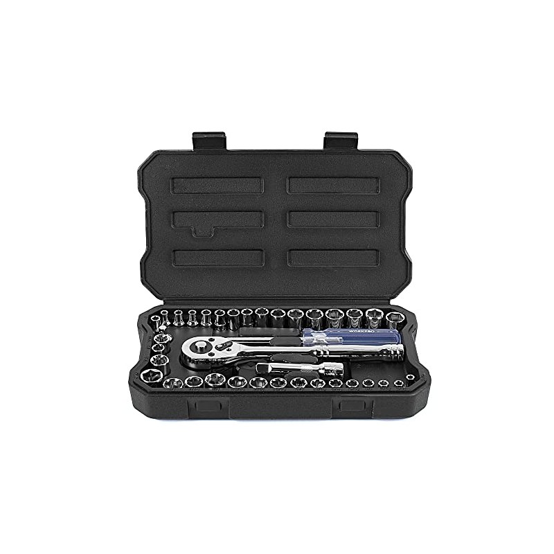 WORKPRO 39-Piece Drive Socket Set 1/4'' & 3/8'', CR-V Metric