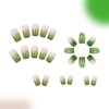 Green Glitter Press on Nails French Tip Fake Nails with