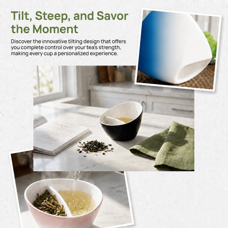 Tilt Tea Cup with Infuser, Water Separation Tea Cup, 11.8oz/350ml