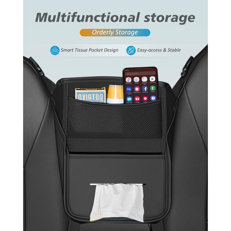 FLORICH Car Organizer Storage Between Seats, Leather Seat Organizer Purse