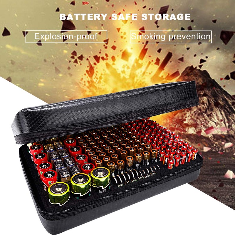 DocSafe Fireproof Battery Organizer Storage Box,Fireproof Waterproof Carrying Case Bag