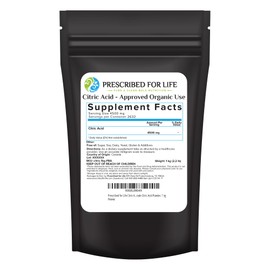 Prescribed For Life Citric Acid Powder, Polvo de Acido Cítrico, Citric Acid for Bath Bombs & Cleaning, USP Grade, Higher Quality Than Food Grade (1kg / 2.2lb)