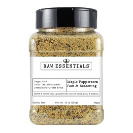 Maple Peppercorn Rub & Seasoning - Versatile Sweet & Savory Spice Blend - Perfect on Chicken, Pork, Burgers and Fish - Vegan, Gluten Free - 10 Ounce Bottle