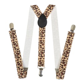 NiceYnn Mens Braces with 3 Clips - Y-Back 2.5cm Wide Adjustable Elastic Mens Suspenders Durable Suspenders Strong Metal Clips for Weddings Casual Formal Events Christmas Festival Leopard Dot