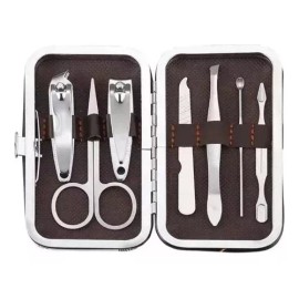 RIVERSOFY 2 Kit Portátil Manicura Tijeras Corta Uñas Aluminio Viaje7pz