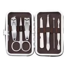RIVERSOFY 2 Kit Portátil Manicura Tijeras Corta Uñas Aluminio Viaje7pz