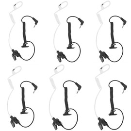 Pdflie 3.5 mm Listen Only Earpiece Tube Ear Piece with Short Cord Cable for Motorola Radio Shouler Mic xts 5000 APX 6000 (Black, 90 Degree L Plug, 6Pack)