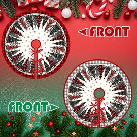 Christmas Tree Skirt 36 Inch Reversible Christmas Tree Mat Christmas Red and Black/Grey and White Buffalo Plaid Tree Skirt for Holiday Party Indoor Outdoor Christmas Winter Tree Mat Decoration