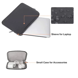 MOSISO Funda Protectora Compatible con MacBook Air/Pro,13-13.3 Pulgadas Portátil,Compatible con MacBook Pro 14 Pulgadas M3 M2 M1 Chip Pro Max 2024-2021,Neopreno Bolsa con Pequeño Caso, Gris Espacial