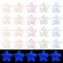 Sparkeads 50 Pcs Glow in The Dark Star Beads Acrylic Star Pony Beads Luminous Star Shaped Bead Bulk Loose Beads for Jewelry Making Friendship Bracelet DIY Crafts Independent Day Necklace Supplies