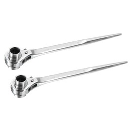 uxcell 19 x 21mm Hexagon Scaffold Podger Ratchet Spanner Ratcheting Socket Wrench Tool (Silver Tone) 2pcs