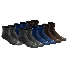 Dickies Men's Dri-Tech Moisture Control Quarter Socks, Available in M-XXL (6, 18, Grey/Blue/Brown (12 Pairs), Medium